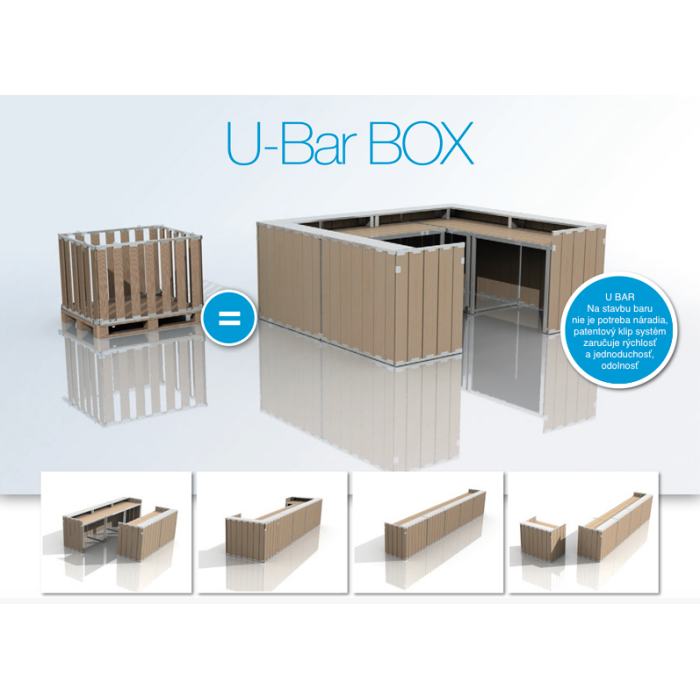 U BAR Elements - natural / white / grey, folding pallet, wooden